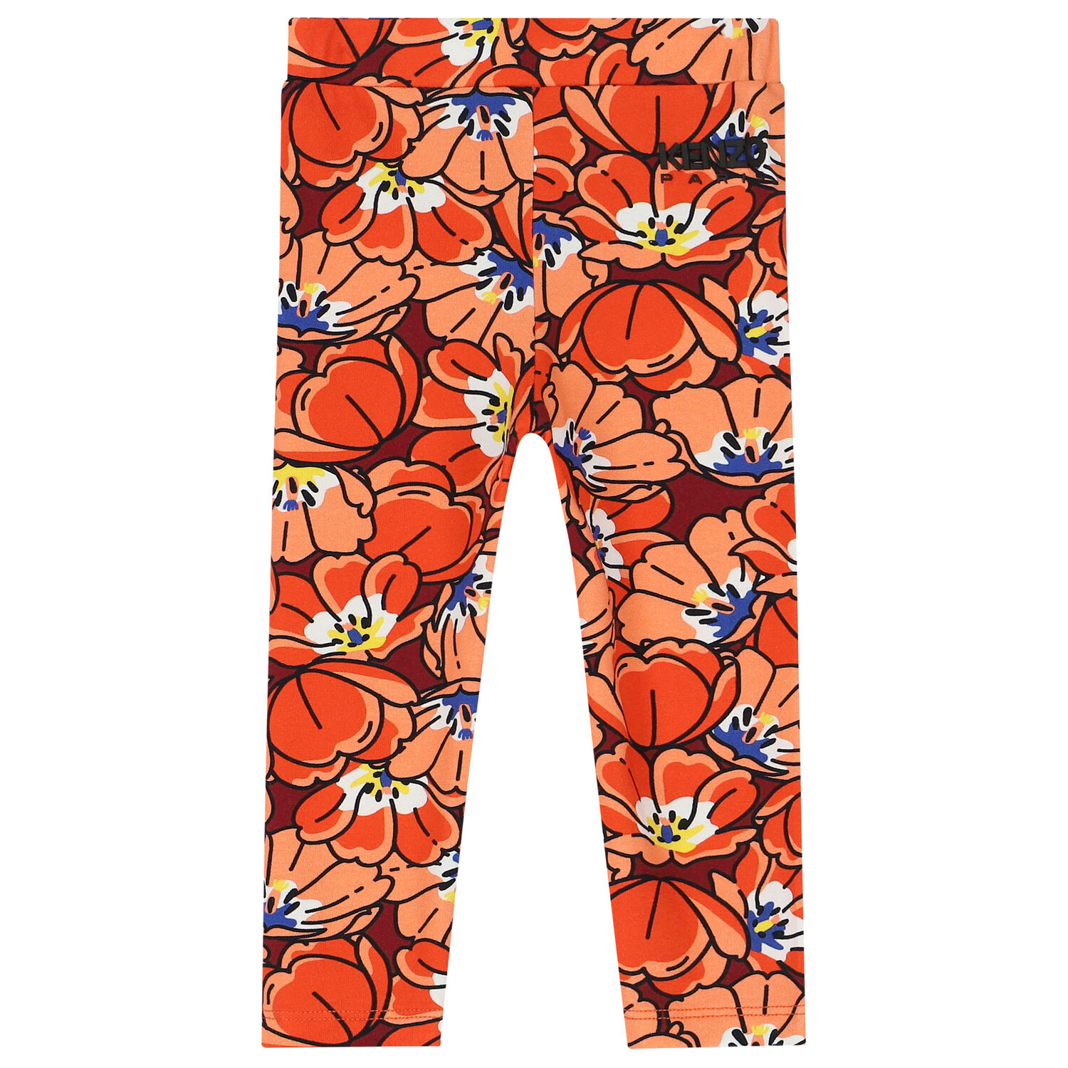 Younger Girls Ivory & Orange Boke Flower Leggings Set, 1, hi-res